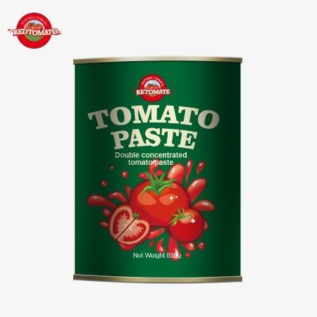 Çin'den gelen, lezzetli ve kolay açılan 850 gramlık kutulara paketlenmiş çift yoğun domates pastamız.