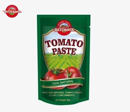 50g Stand Up Sachet Domates Pastası ISO HACCP ve BRC standartlarına ve FDA üretim düzenlemelerine uygun.