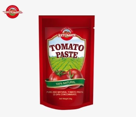 50 gramlık stand-up sachet domates pastası fabrika fiyatları için ISO, HACCP ve BRC standartlarını karşılar.