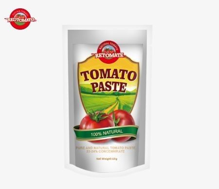 50 gramlık stand-up domates pastası, fabrika fiyatlarına uygunluğu sağlayan ISO HACCP ve BRC standartlarına uygun.