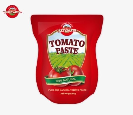 56g Stand Sachet / Flat Pouch Domates Pastası Konsantrasyon 28-30%/22-24%/18-20%