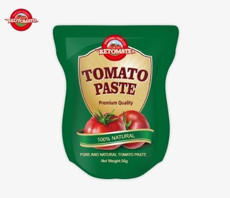 Toptan satış stand-up sachet domates pastası 56 gramlık boyutlarda mevcut herhangi bir katkı maddesinden arınmış bir ürün sağlar