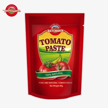 80g Çift Konsantre Domates Pastası %30 ila %100 Aralıklı Saflık Dereceleriyle Ayaklı Bir Cüppede Paketlenmiş