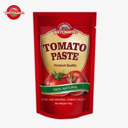OEM 100g Stand-Up Saç, %30 ila %100 arasında değişen saflıkta çift yoğun domates pastası içerir.