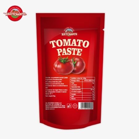 Çin'deki saygın bir fabrikadan yüksek kaliteli 100 gramlık domates pastası.
