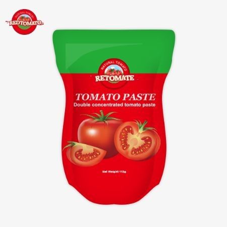 Domates pastası fabrikası, ISO HACCP BRC ve FDA üretim standartlarına uygun olarak 113 gramlık stand-up çantalar üretiyor.