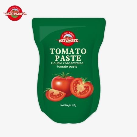 Domates pastası fabrikası, ISO HACCP BRC ve FDA üretim standartlarına uygun olarak 113 gramlık stand-up çantalar üretiyor.
