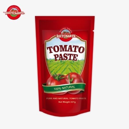 ISO Pocket Tomato Paste 227g % 30 ila % 100 arasında değişen saflık seviyelerine sahip çift konsantrasyonlu domates pastası