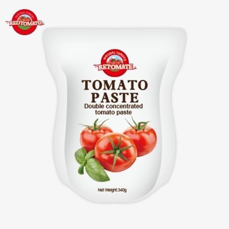 340 gramlık stand-up domates pastası, fabrika fiyatlarına uygunluk için ISO HACCP ve BRC standartlarını karşılıyor.