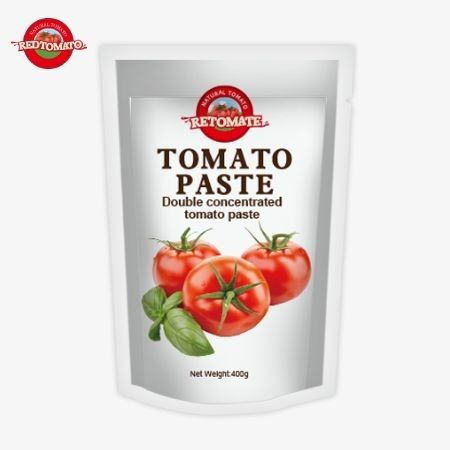 400g Stand-Up Sachet Domates Pastası % 30 ila % 100 arasında değişen saflık ile rahat lezzetli