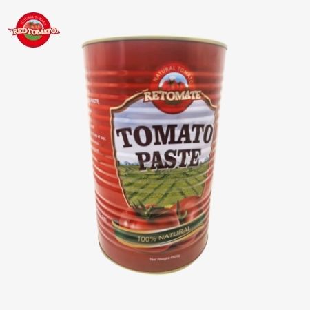 Retomate 4500g konserve domates pastası (Brix 28 ¢ 30%) tam marka ve ambalaj tasarım hizmetleri ile markasımız altında mevcuttur