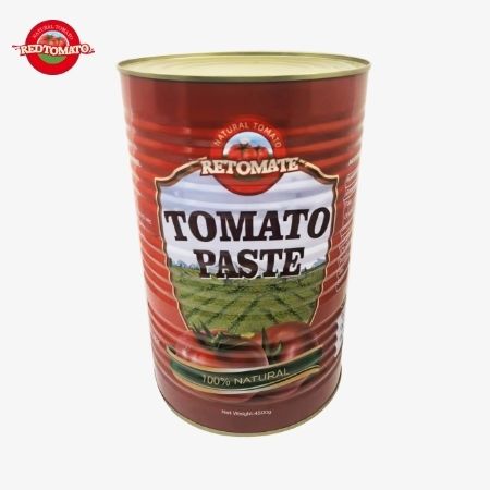 Retomate 4500g konserve domates pastası (Brix 28 ¢ 30%) tam marka ve ambalaj tasarım hizmetleri ile markasımız altında mevcuttur