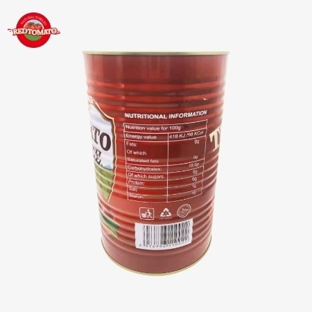 Retomate 4500g konserve domates pastası (Brix 28 ¢ 30%) tam marka ve ambalaj tasarım hizmetleri ile markasımız altında mevcuttur