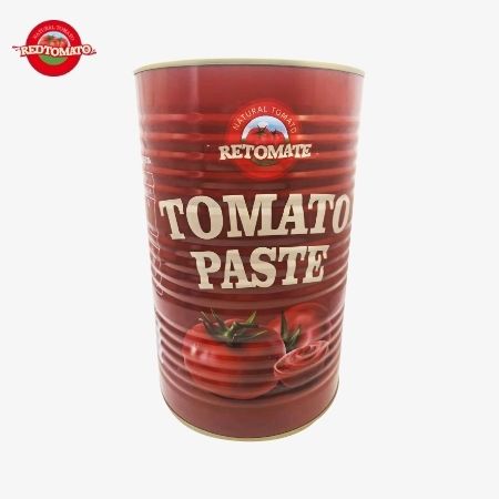 Retomate 4500g konserve domates pastası (Brix 28 ¢ 30%) tam marka ve ambalaj tasarım hizmetleri ile markasımız altında mevcuttur