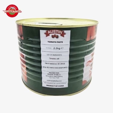 AUSTIN 2200g konserve domates pastası %28'den %30'a kadar Brix ile markasımız olarak mevcut ve tam bir markalama ve ambalaj tasarım hizmeti ile