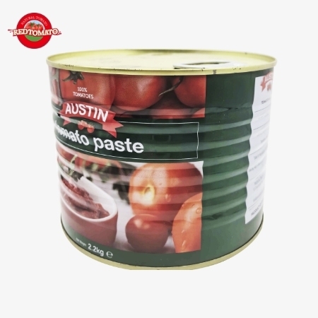 AUSTIN 2200g konserve domates pastası %28'den %30'a kadar Brix ile markasımız olarak mevcut ve tam bir markalama ve ambalaj tasarım hizmeti ile