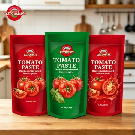 100g Stand-Up Sachet Domates Pastası, pişirme ve baharat için % 30-100 saflıkta çift yoğunlaştırılmış