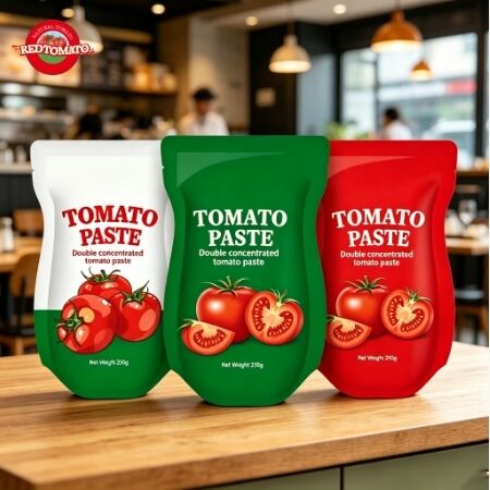 210g Stand-Up Sachet Domates Pastası ISO HACCP BRC FDA kolay saklama ve tazelik için sertifikalı