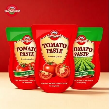 340g Stand-up Sachet Domates Pastası, Aromasını ve Konforunu Artırmak İçin Üçlü Konsantrasyon