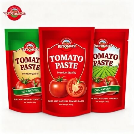 %30-100% saflık, üç kat konsantrasyon ve ISO, HACCP, BRC, FDA sertifikası ile 400g Stand-Up Sachet Domates Pastası