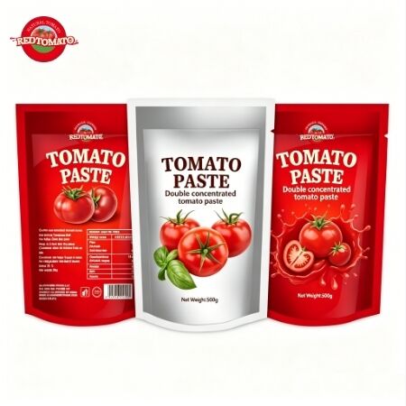 Rahat Kullanım için Ağızlı Stand-up Poşetlerde Çift Konsantre Domates Salçası 500g
