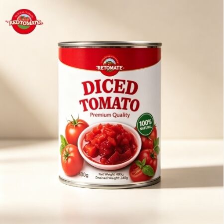 400g Canned Diced Tomatoes with Easy Open Lid and Vine Ripened Tomato Cubes for Pizza Sauce