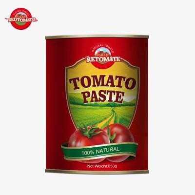 Çin'de yapılan 850 gram konserve domates pastası Yüksek Kaliteli Gururla Özellikler 28/30% Brix konsantrasyonu