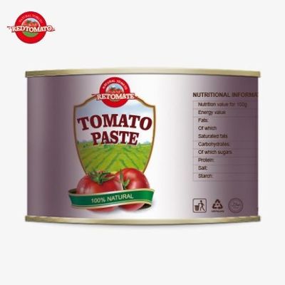 Yüksek Kaliteli 2200g Konserve Domates Ürünü Halal-Afrika Müslüman Mutfağı için Sertifikalı 28-30% Konsantre Domates Pastasıyla