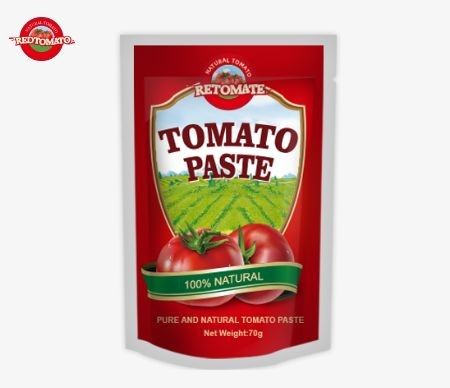 Premium 70g Domates Pastası Çuvalları Çift Konsantre Hem Düz Hem De Kalkan Tasarımında