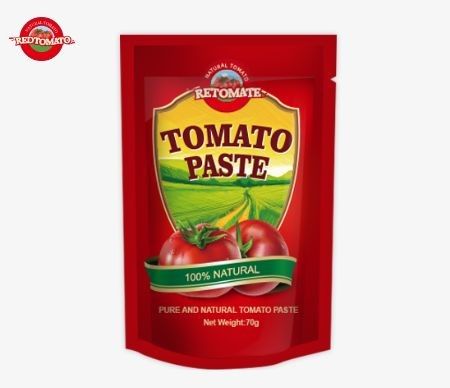 Premium 70g Domates Pastası Çuvalları Çift Konsantre Hem Düz Hem De Ayaklı Tasarımlarda