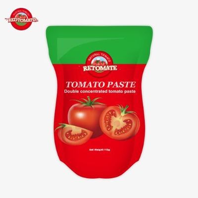 Domates pastası fabrikası, ISO HACCP BRC ve FDA üretim standartlarına uygun olarak 113 gramlık stand-up çantalar üretiyor.