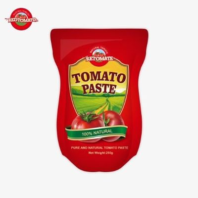Bu stand-up torba 250 gram tatlı ve acı domates pastası içerir. Temizliği %30 ila %100 arasında değişir.