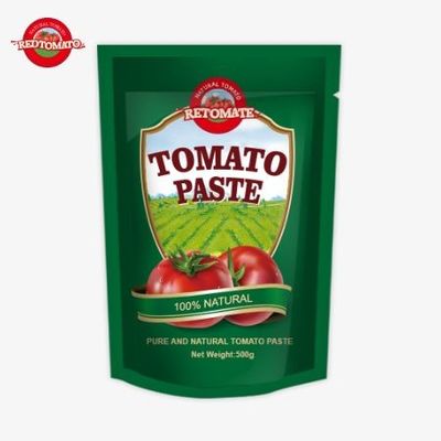 500 gram stand up sachet domates pastası uygun ambalaj ve lezzetli lezzet sağlar
