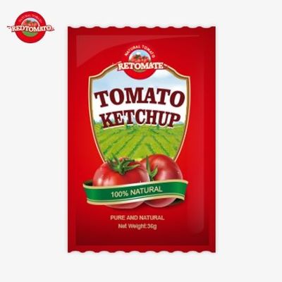 36 gram domates ketçap kesesi OEM Çin Fabrikasından saf doğal malzemelerle fabrika fiyatına sunuluyor
