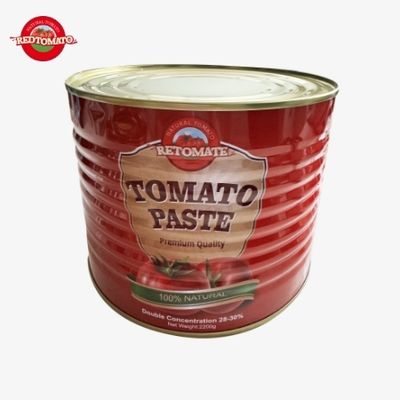 Retomate 2200g konserve domates pastası %28'den %30'luk bir Brix ile markasımız olarak mevcut ve tam bir marka ve ambalaj tasarım hizmeti ile