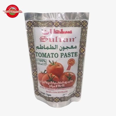 SULTAN Markası Yüksek Kaliteli Domates Pastası Çuvalları Stand-Up Tasarımları İki Kat Konsantre Ve Ağırlığı 70g Brix 22 ¢ 24%